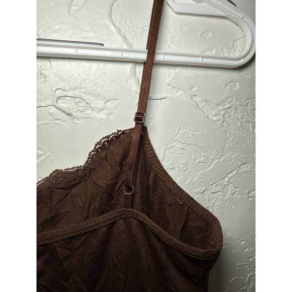 Maurices brown lace trim babydoll crinkle y2k cami womens small fairy grunge - Picture 5 of 8